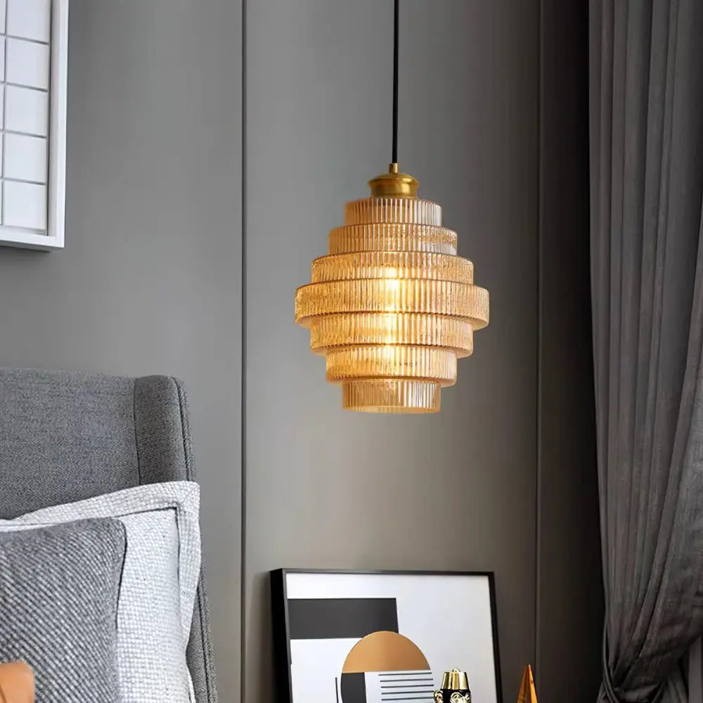 Buijou Vintage - Retro Glazen Hanglamp met Messing Afwerking
