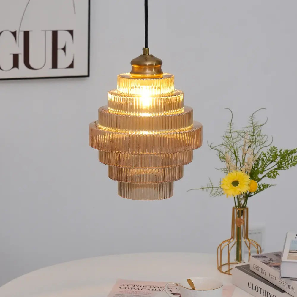 Buijou Vintage - Retro Glazen Hanglamp met Messing Afwerking