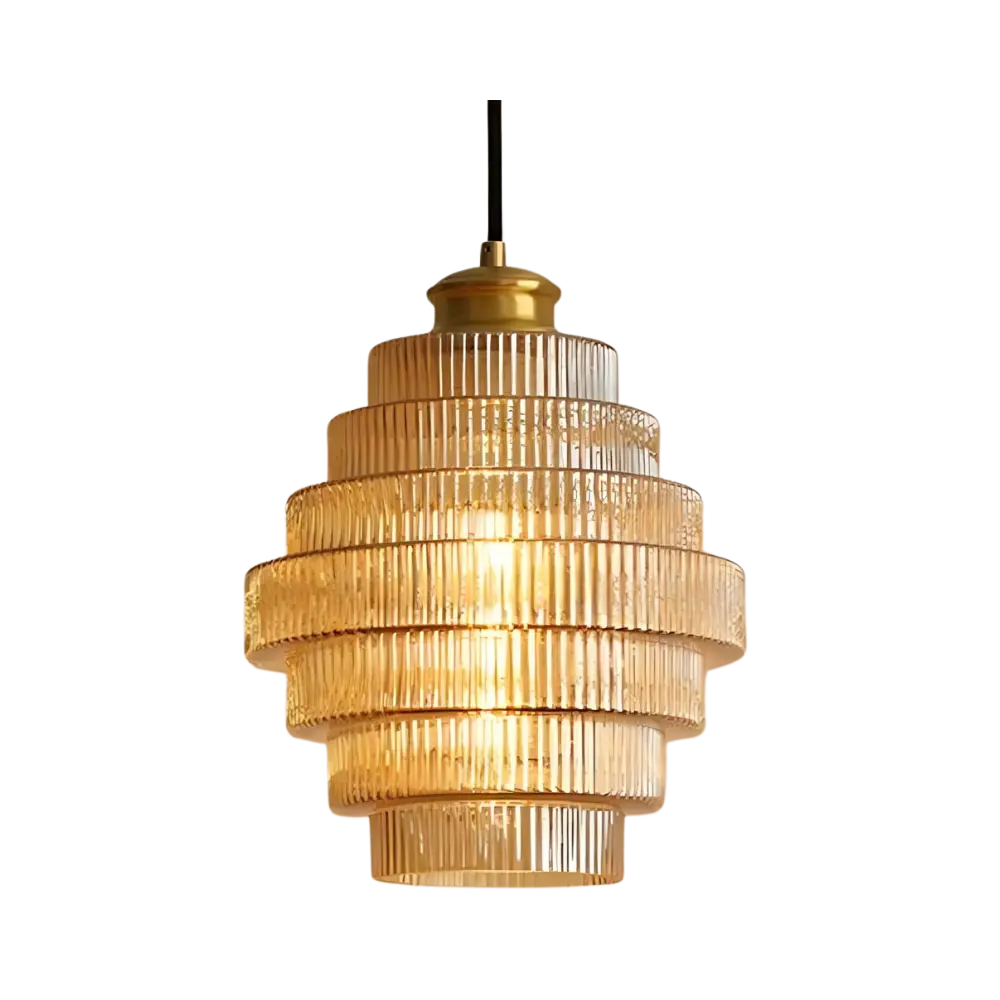 Buijou Vintage - Retro Glazen Hanglamp met Messing Afwerking