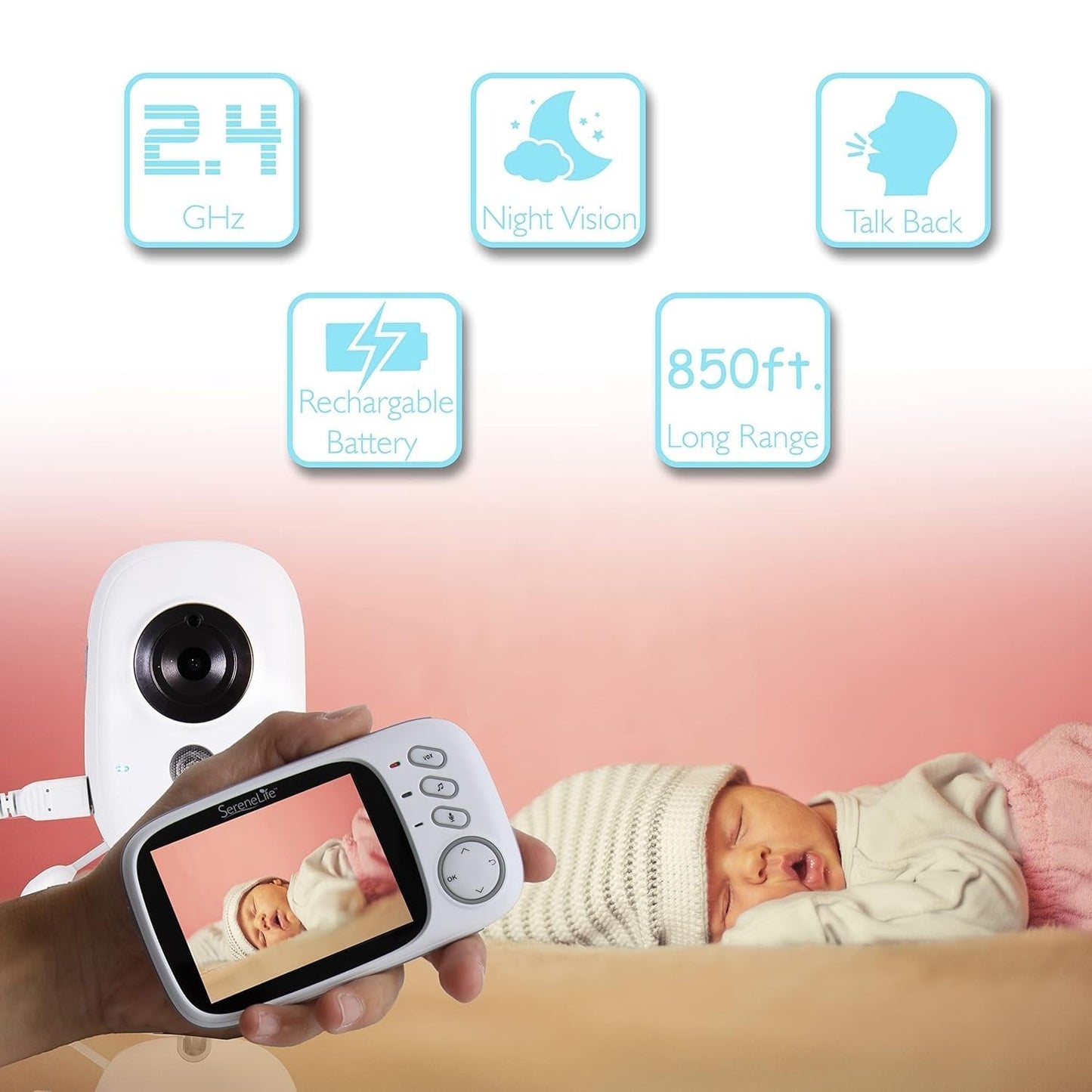 Digitale Babyfoon - 2.4G, 3.2 Inch LCD, Nachtzicht & Camera