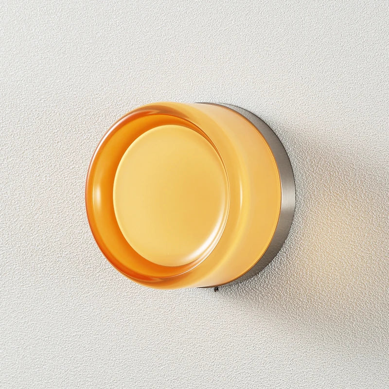 Mystic - Dimple Flush Mount Wandlamp Amber+Nikkel D 13 cm x H8 cm