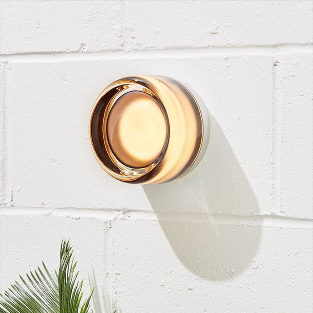 Mystic - Dimple Flush Mount Wandlamp Rookgrijs+Wit D 13 cm x H8 cm Warm Licht