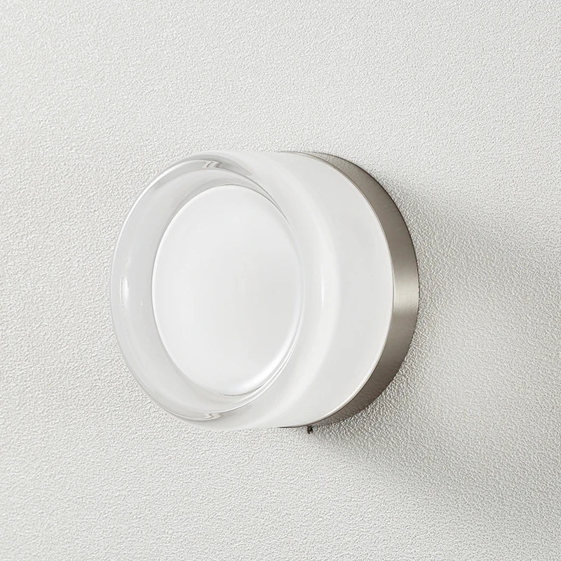 Mystic - Dimple Flush Mount Wandlamp Wit+Nikkel D 13 cm x H8 cm