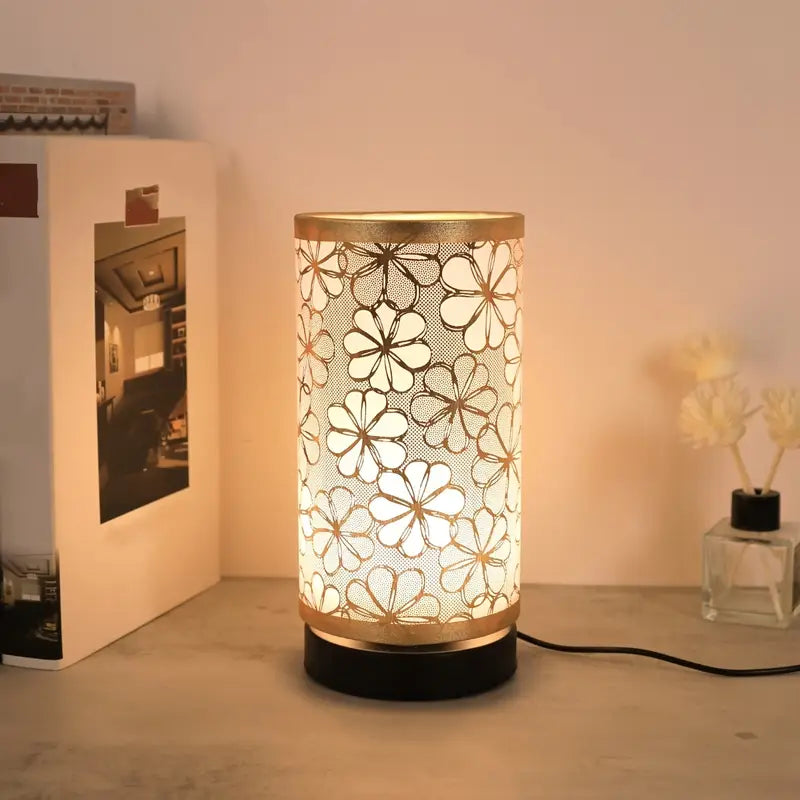Elesso - Elegante Nordic Vintage Tafellamp | Zonnebloem Kap & Gouden Accenten | USB-Aangedreven Sfeerverlichting