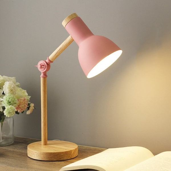 Nordic LED Bureaulamp Van Hout Voor Modern Design Roze