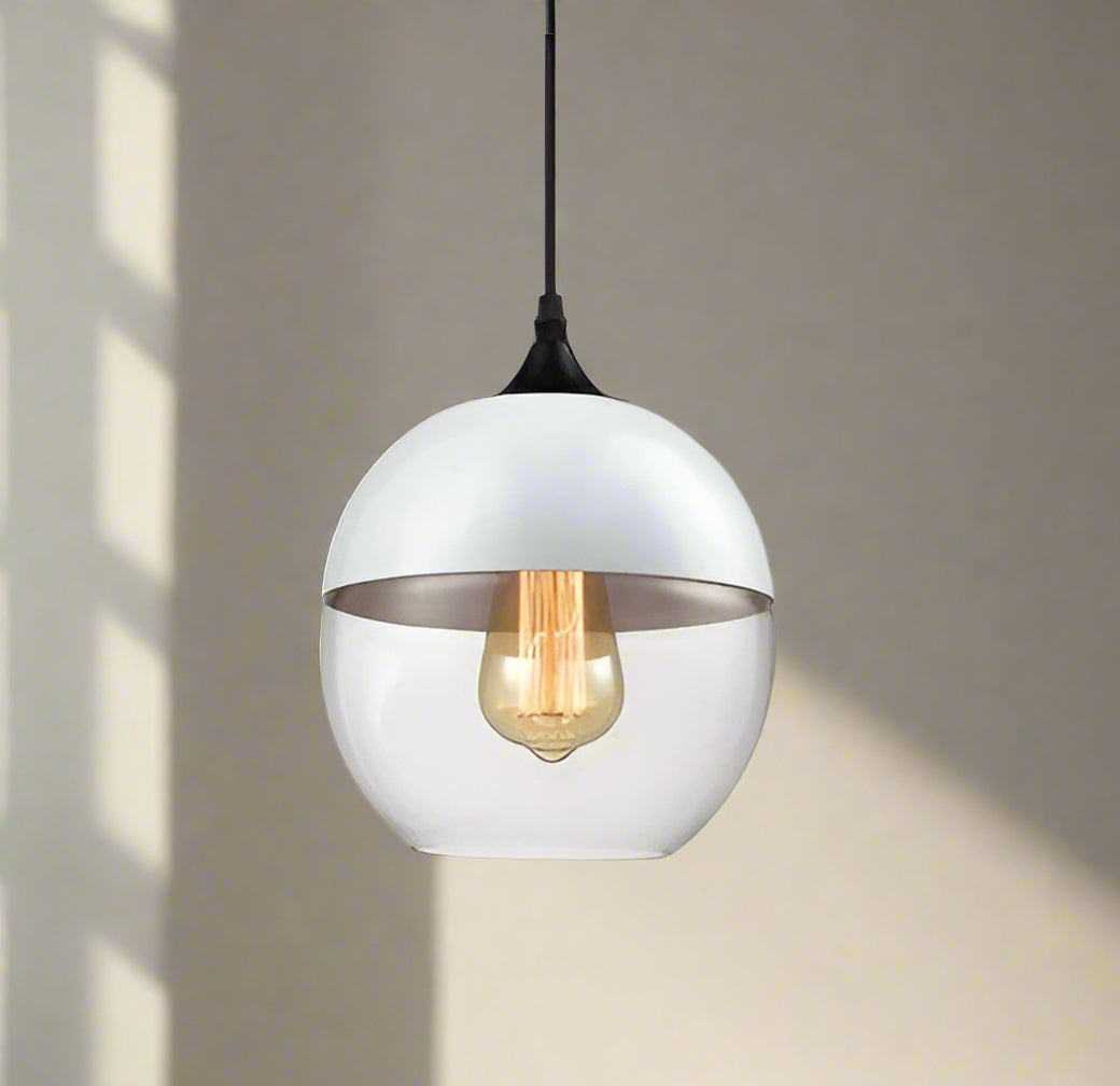 Glühzauber - Luxe Hanglamp van Mondgeblazen Glas en Hout Wit Peer | Transparant