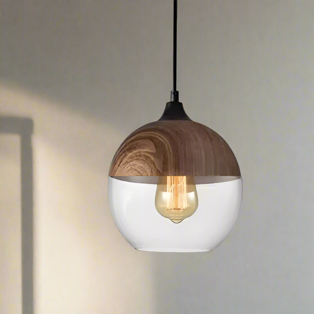 Glühzauber - Luxe Hanglamp van Mondgeblazen Glas en Hout