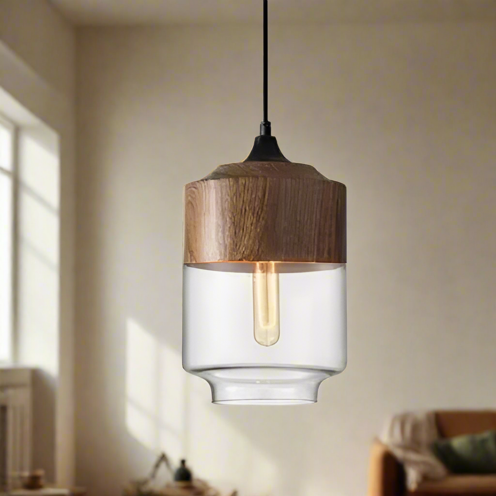 Glühzauber - Luxe Hanglamp van Mondgeblazen Glas en Hout