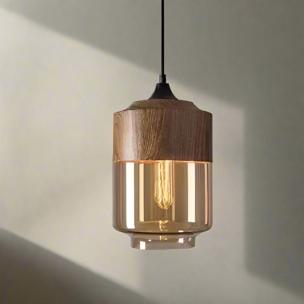 Glühzauber - Luxe Hanglamp van Mondgeblazen Glas en Hout