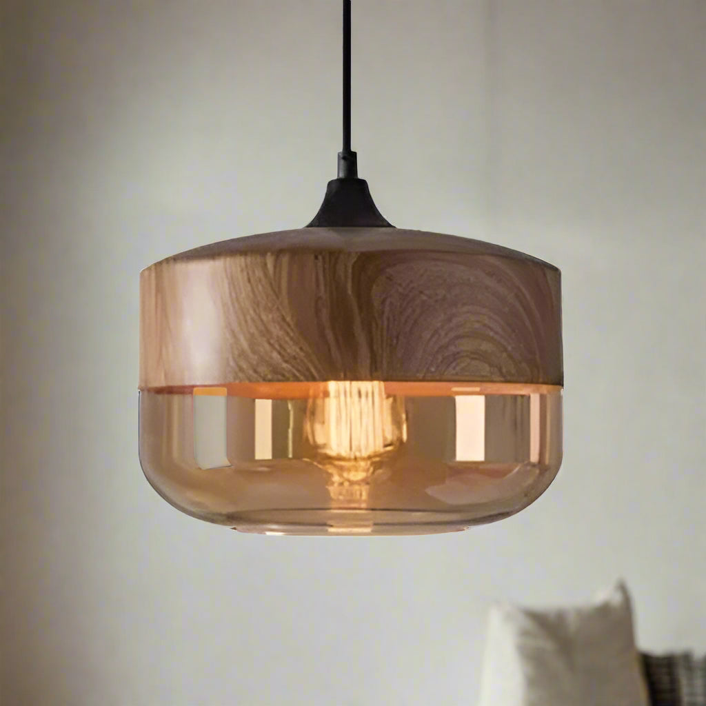 Glühzauber - Luxe Hanglamp van Mondgeblazen Glas en Hout