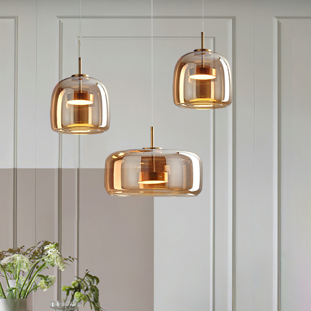 Glühzauber - Luxe Retro LED Hanglampen van Gouden Metaal en Glas