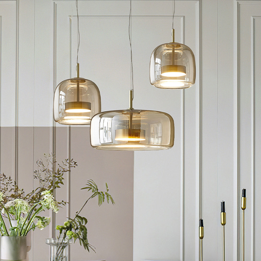 Glühzauber - Luxe Retro LED Hanglampen van Gouden Metaal en Glas