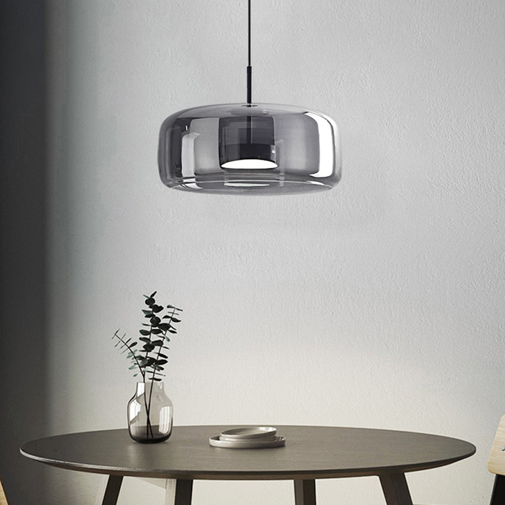 Glühzauber - Luxe Retro LED Hanglampen van Gouden Metaal en Glas 35CM Rookgrijs