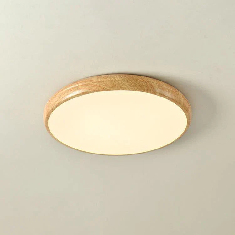 Nordlys - Houten Nerf Ronde Plafondlamp – Warme Lamp Minimalistische Verlichting