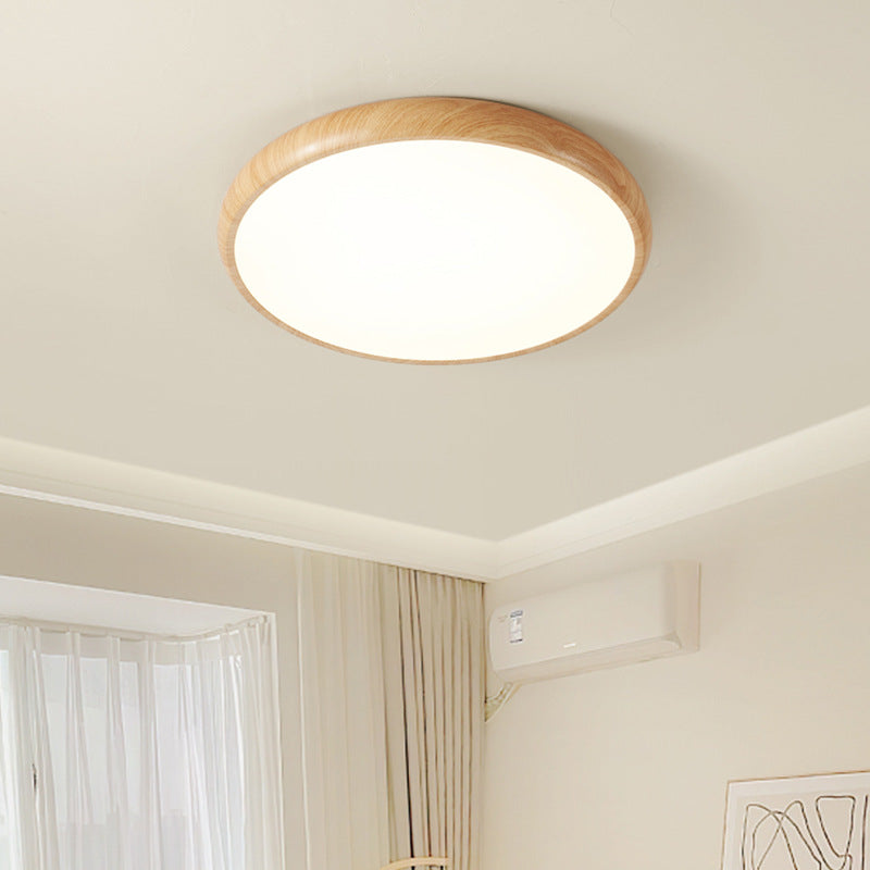 Nordlys - Houten Nerf Ronde Plafondlamp – Warme Lamp Minimalistische Verlichting