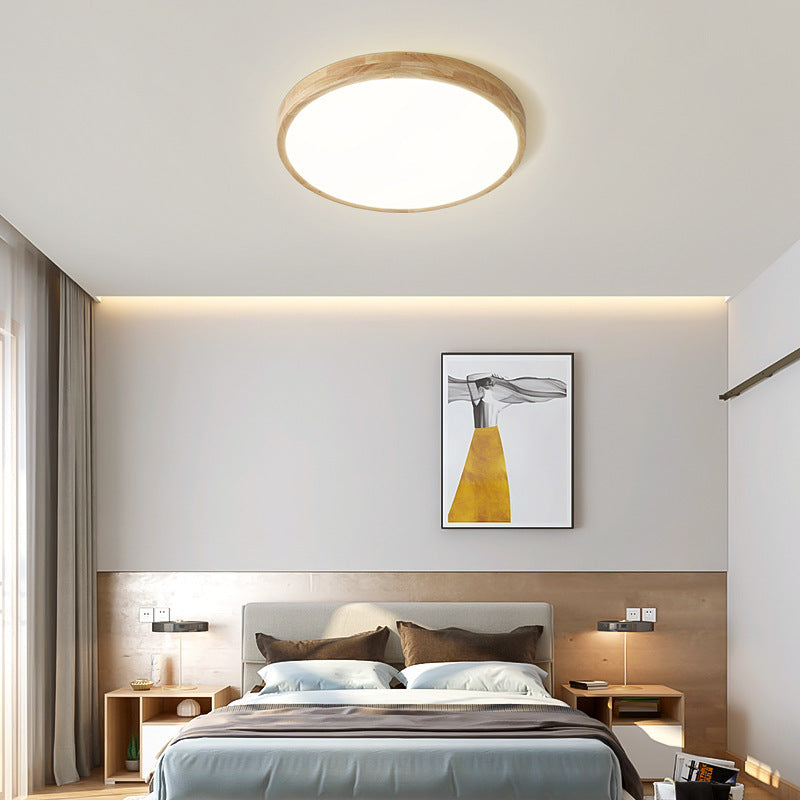 Nordlys - Houten Nerf Ronde Plafondlamp – Warme Lamp Minimalistische Verlichting
