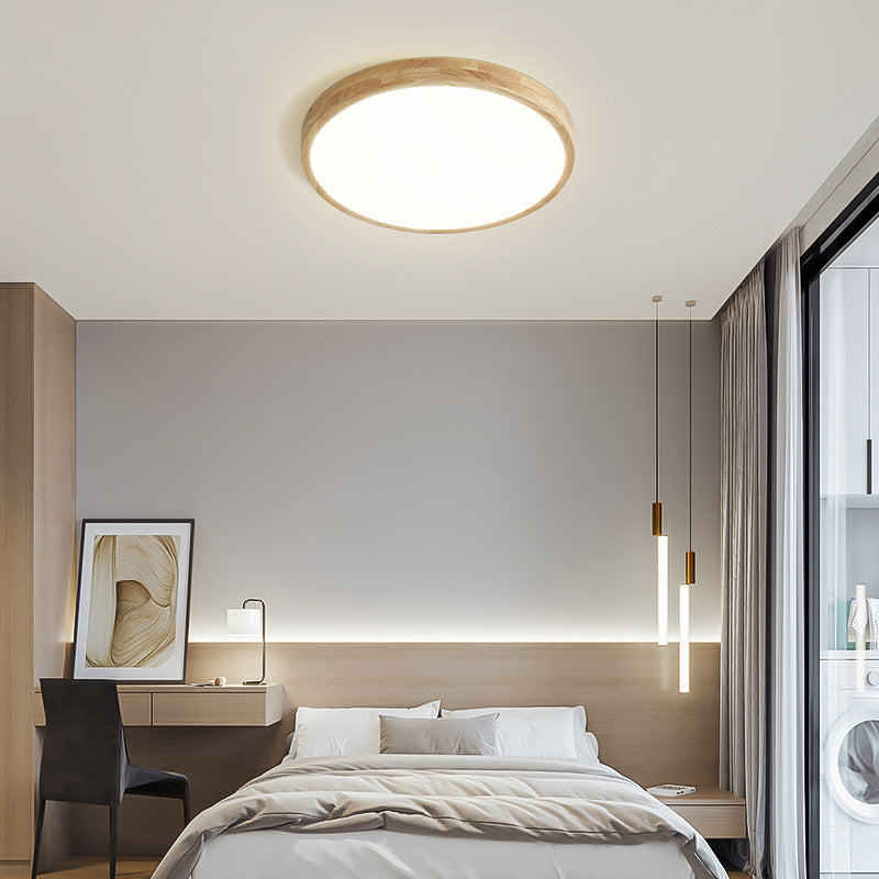 Nordlys - Houten Nerf Ronde Plafondlamp – Warme Lamp Minimalistische Verlichting