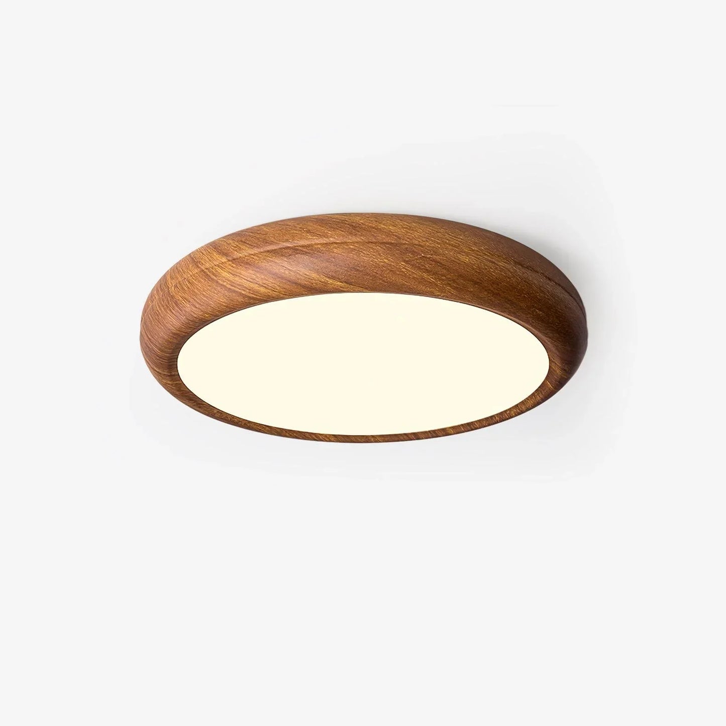 Nordlys - Houten Nerf Ronde Plafondlamp – Warme Lamp Minimalistische Verlichting Donker Bruin