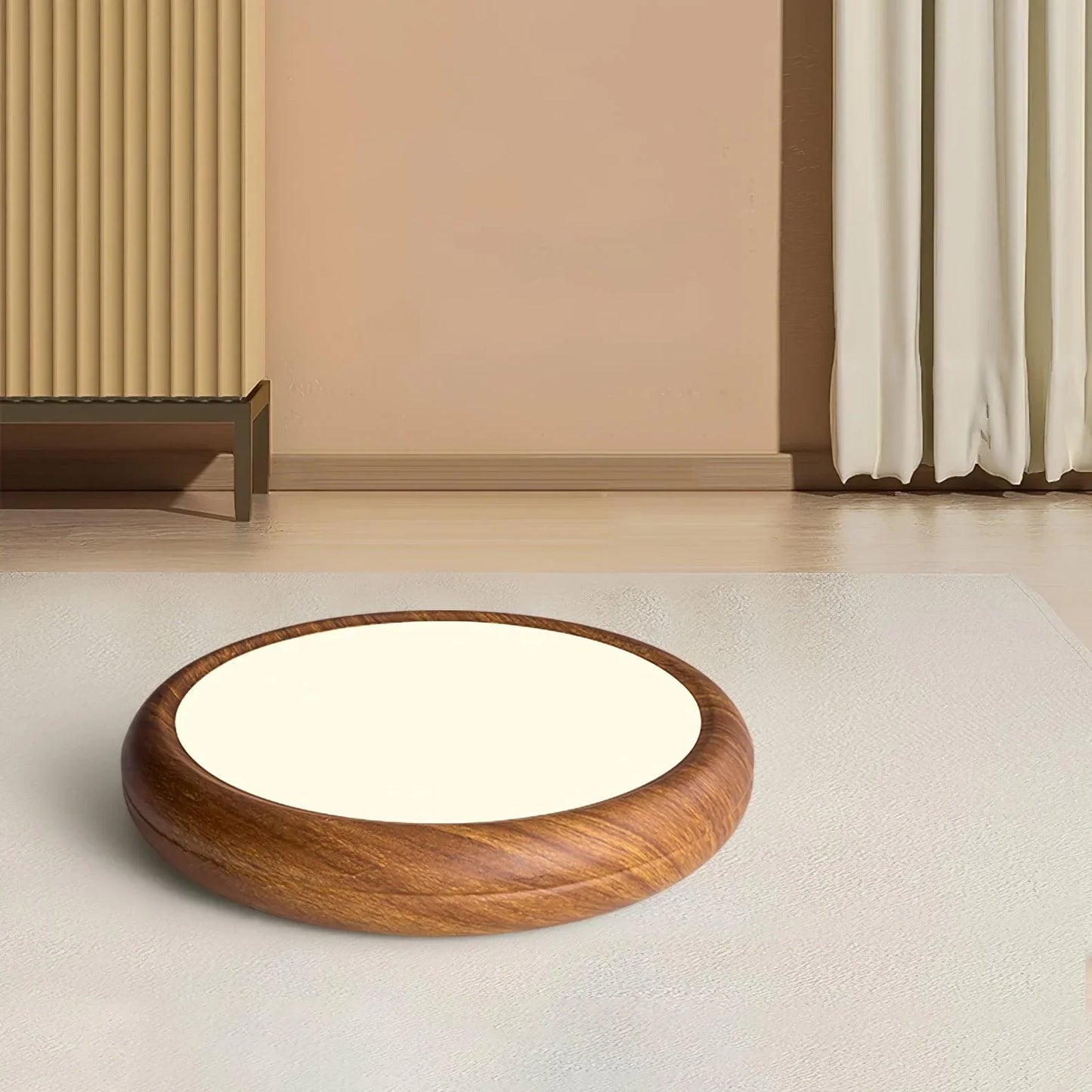 Nordlys - Houten Nerf Ronde Plafondlamp – Warme Lamp Minimalistische Verlichting