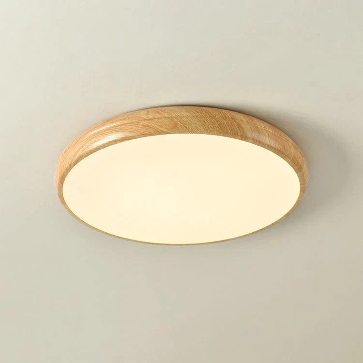 Nordlys - Houten Nerf Ronde Plafondlamp – Warme Lamp Minimalistische Verlichting Licht Bruin