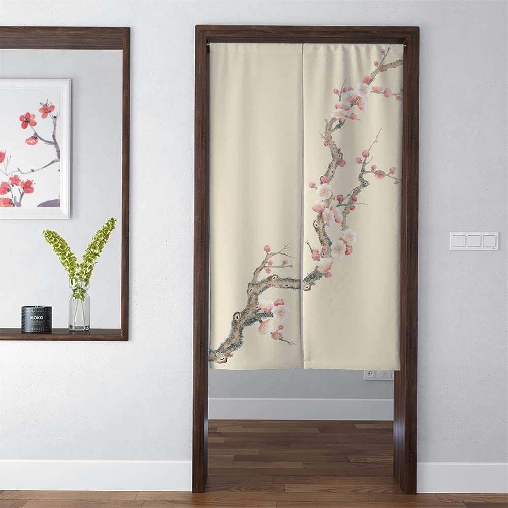 Kōmei - Japanse Bloemen Noren Deur Gordijn voor Decoratieve Privacy
