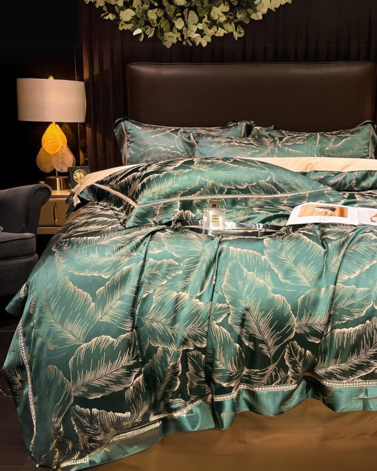 La Feuille Luxe Duvet Cover Set voor Slaapkamer Groen