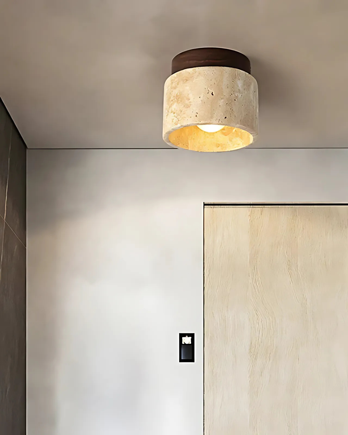 La Roche Travertine Plafondlamp voor een Luxe en Warme Sfeer