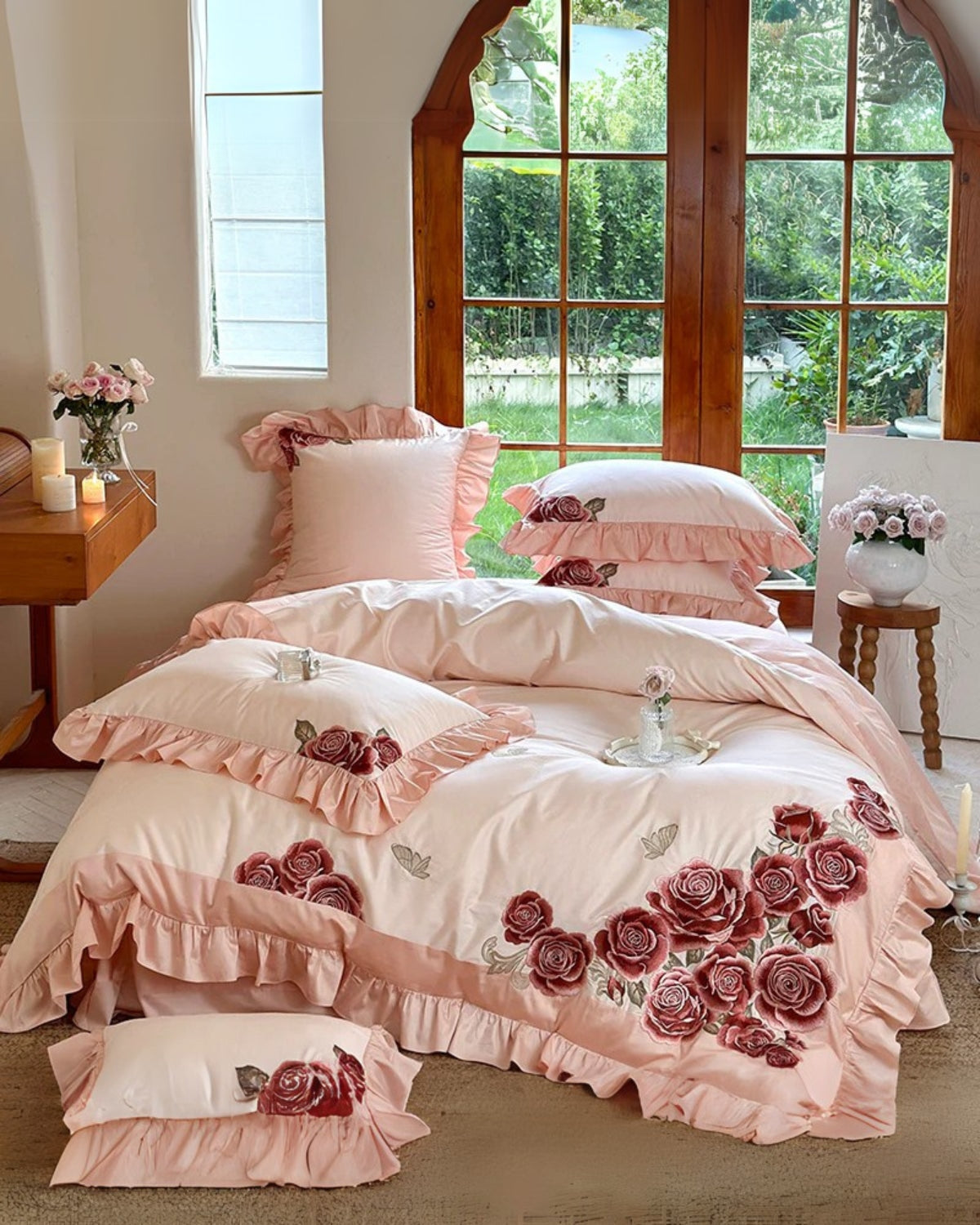Beddingstar - La Rose Luxe Dekbedovertrek Set Met Rozen 200cm laken type (4-delige set)