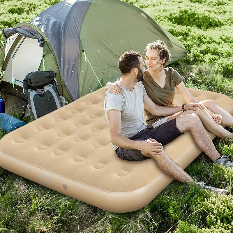 Luxe Opblaasbare Luchtmatras – Ultra-Dikke Glamping Bed met Ingebouwde Pomp