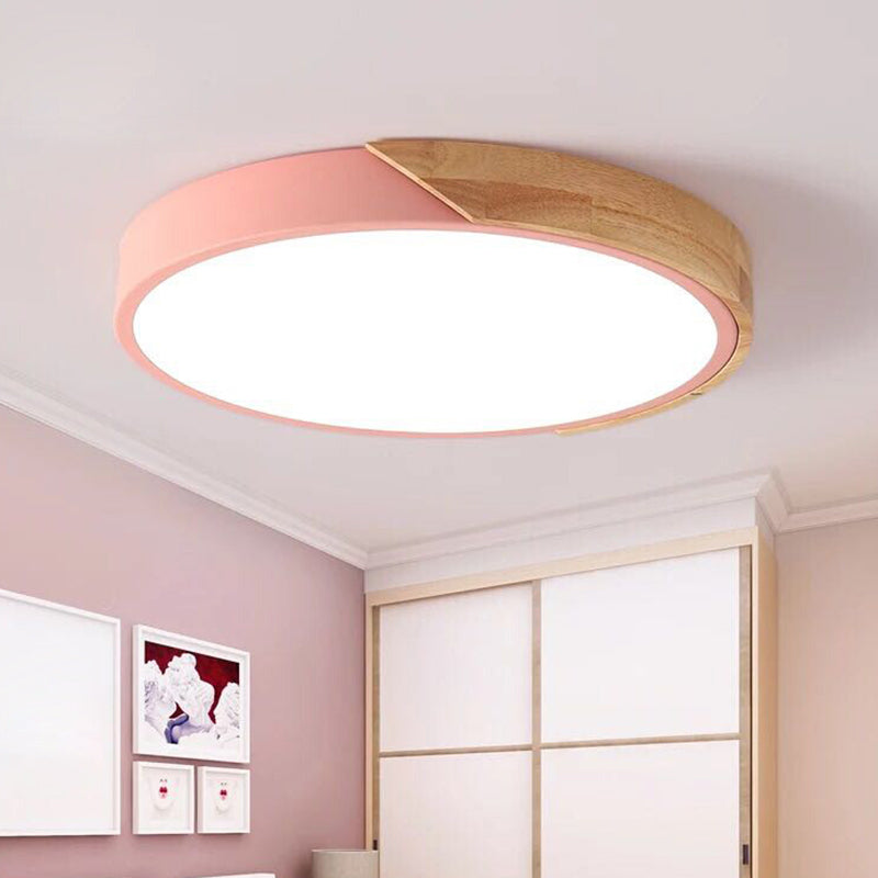 Moderne LED Plafondlamp voor Slaapkamer - Acryl en Metaal Rond Inbouwlamp Roze