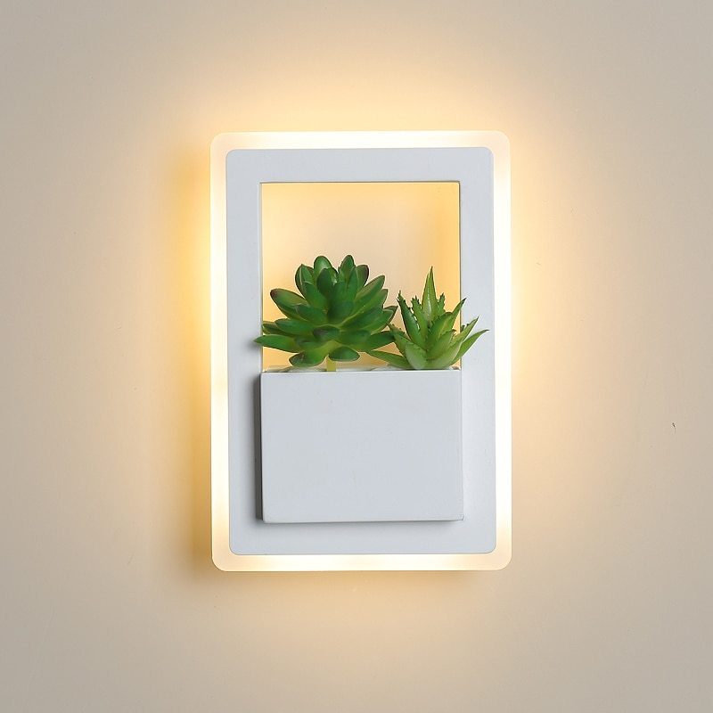 Moderne Witte LED Wandlamp met Plantdesign – Stijlvolle Verlichting