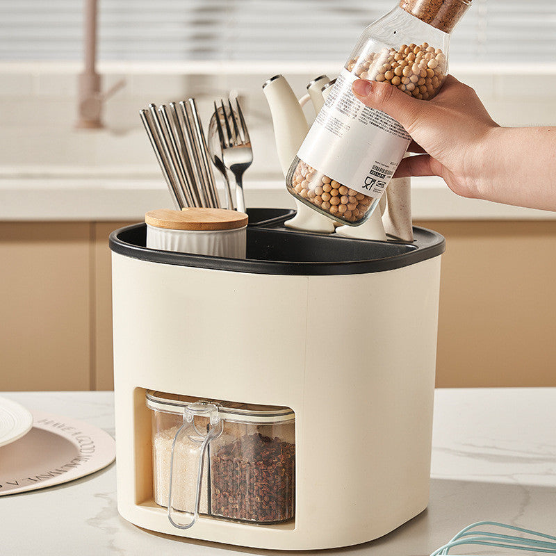 Multifunctionele Keuken Organizer met 360 Rotatie en Vier Compartimenten