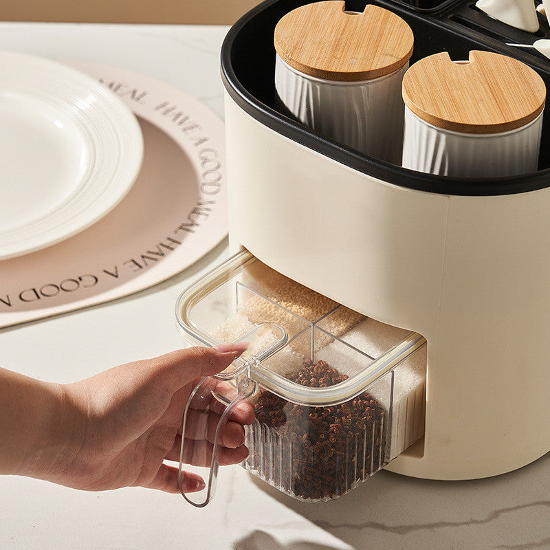 Multifunctionele Keuken Organizer met 360 Rotatie en Vier Compartimenten
