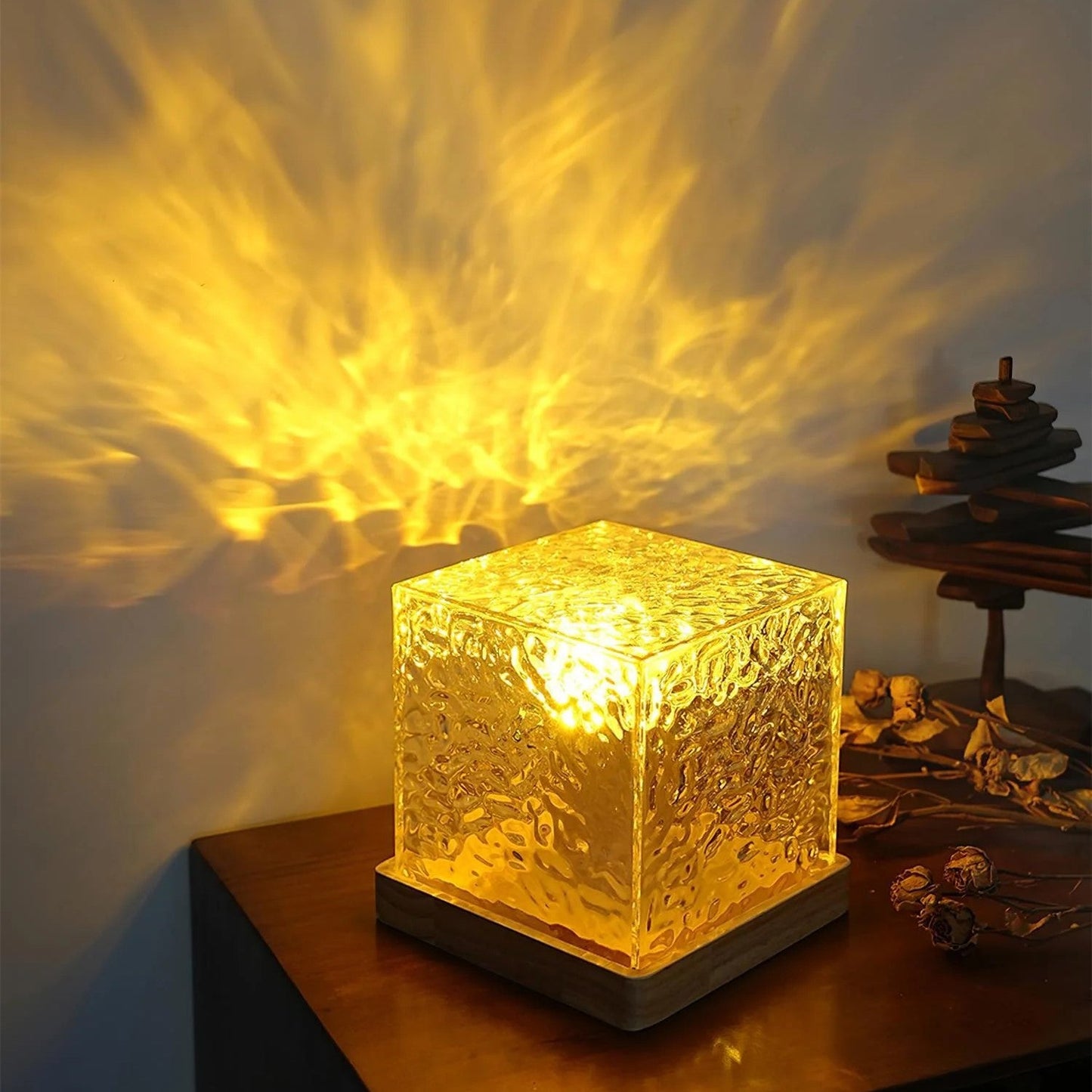 Nørdix - Noordlicht Lamp met Hout en 16 Kleuren Opties