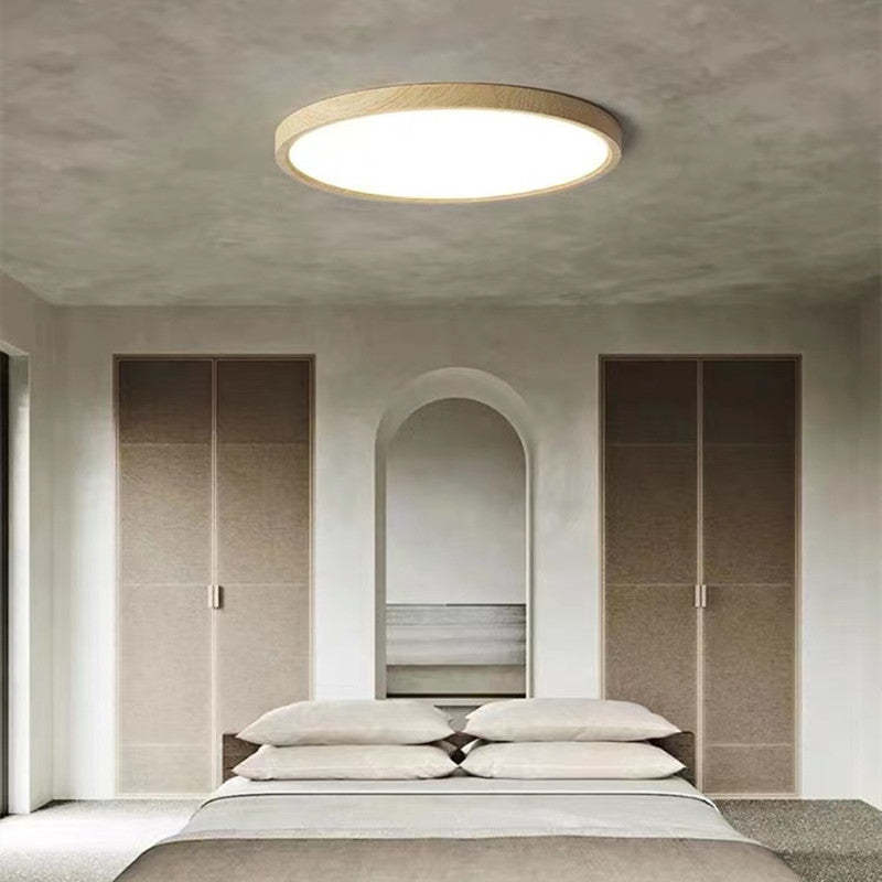 Nørdix - Moderne Ronde LED Plafondlamp Hout/Acryl Slaap/Eet/Woonkamer