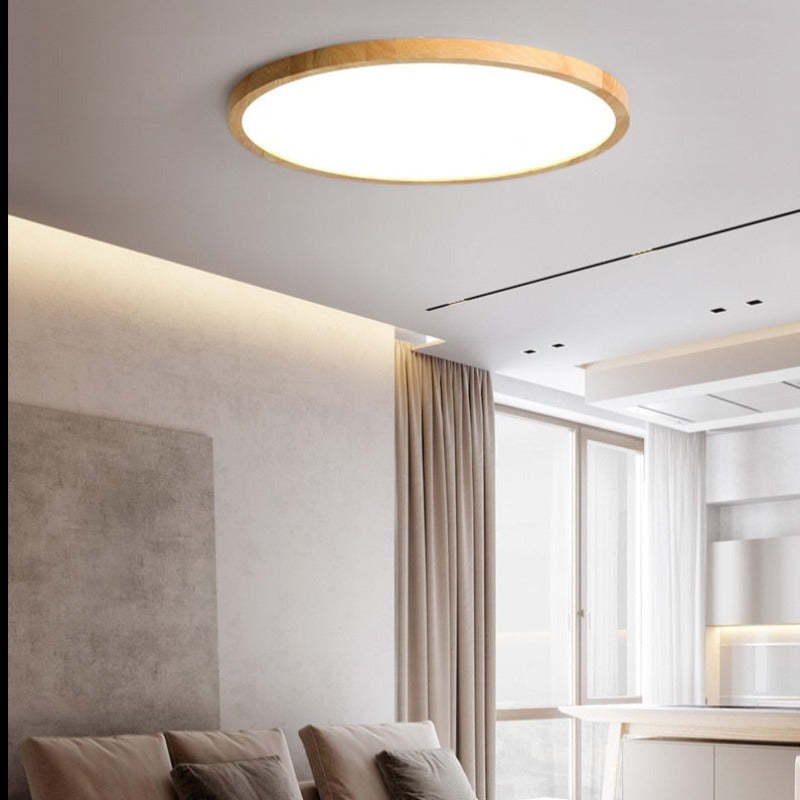 Nørdix - Moderne Ronde LED Plafondlamp Hout/Acryl Slaap/Eet/Woonkamer