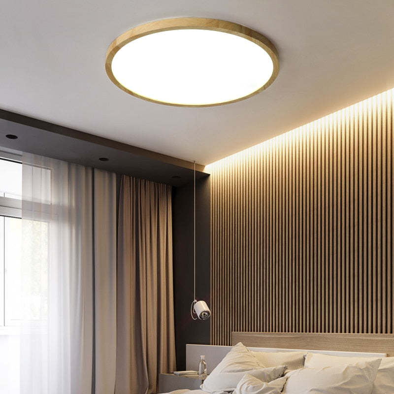 Nørdix - Moderne Ronde LED Plafondlamp Hout/Acryl Slaap/Eet/Woonkamer D23CM