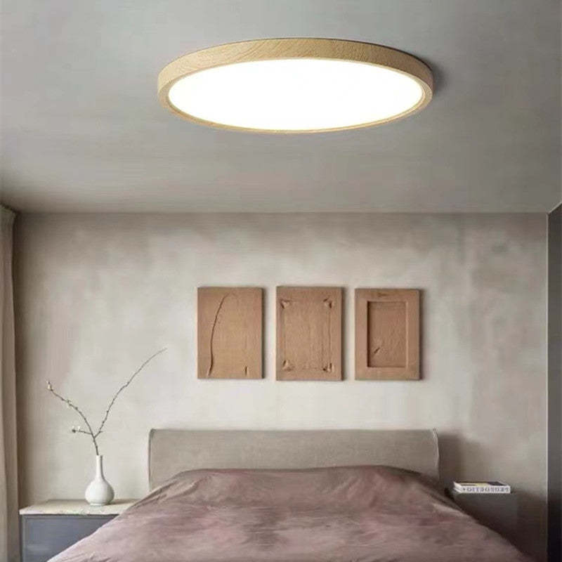 Nørdix - Moderne Ronde LED Plafondlamp Hout/Acryl Slaap/Eet/Woonkamer D30CM