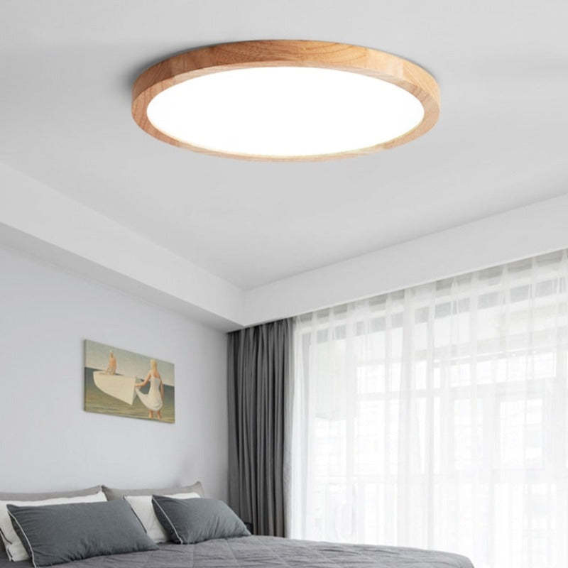 Nørdix - Moderne Ronde LED Plafondlamp Hout/Acryl Slaap/Eet/Woonkamer D40CM