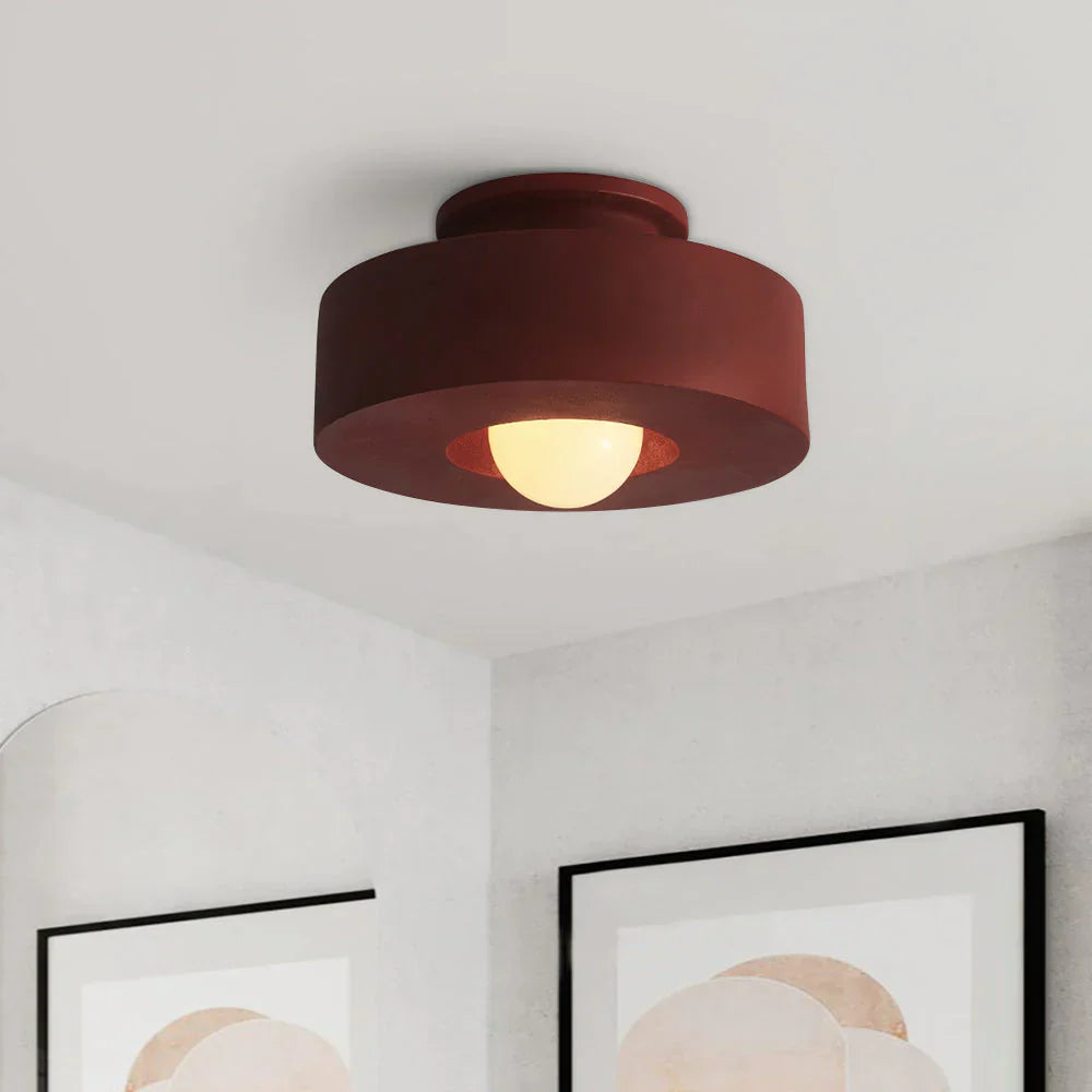 Morani - Semi-Flush Plafondlamp – Stijlvolle & Praktische Verlichting Dia 30cm x H 15cm Rood