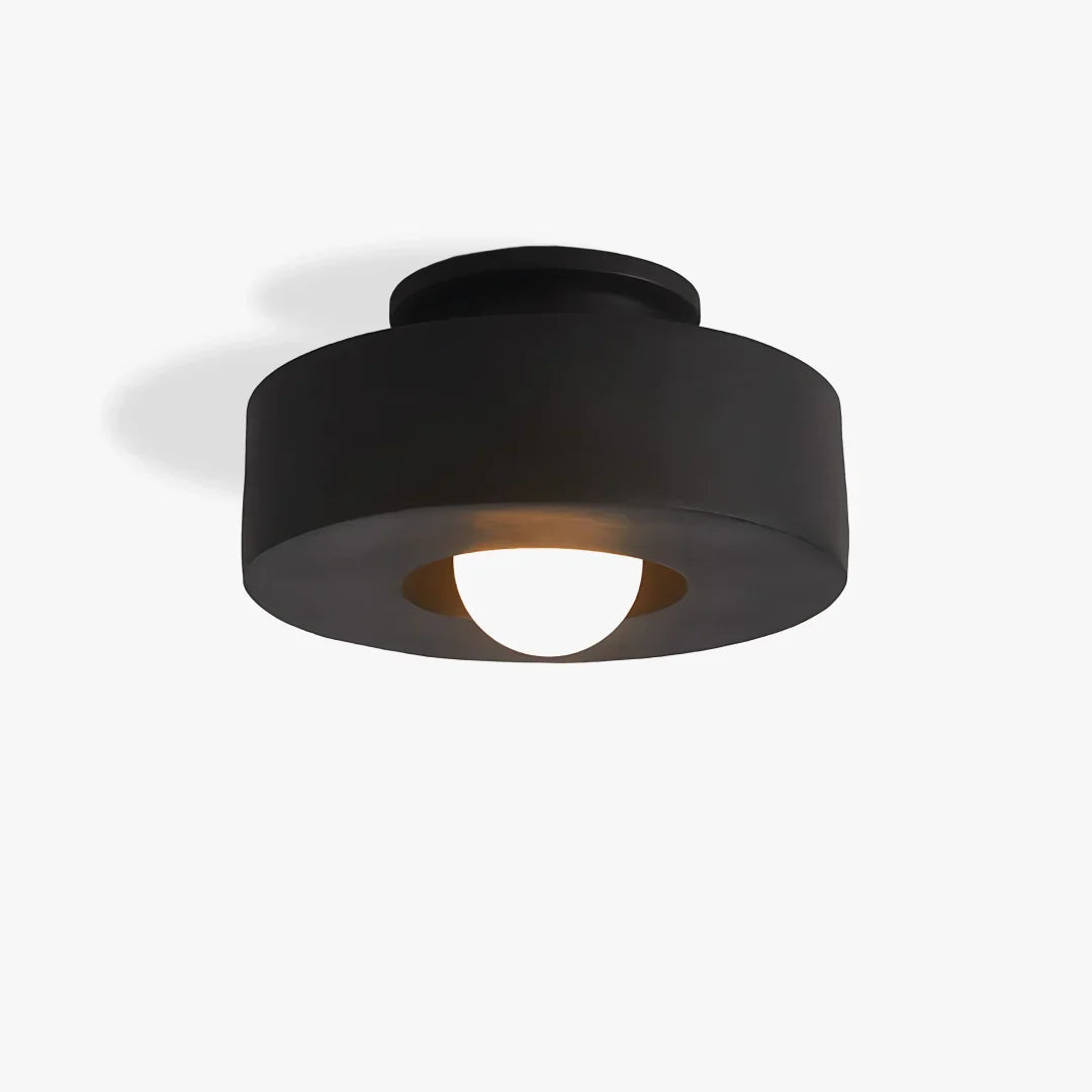 Morani - Semi-Flush Plafondlamp – Stijlvolle & Praktische Verlichting Dia 30cm x H 15cm Zwart