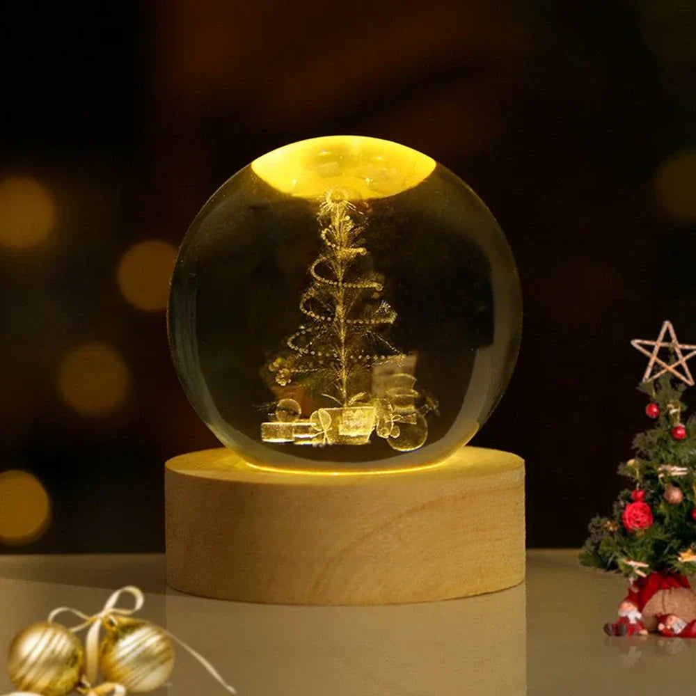 Solace - Kristallen Bal met 3D Gravure en Warm Wit Licht Christmas Tree