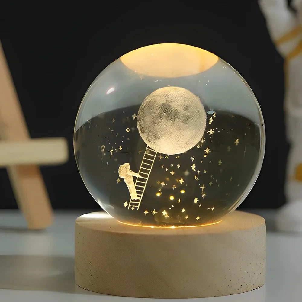Solace - Kristallen Bal met 3D Gravure en Warm Wit Licht Ladder to Heaven