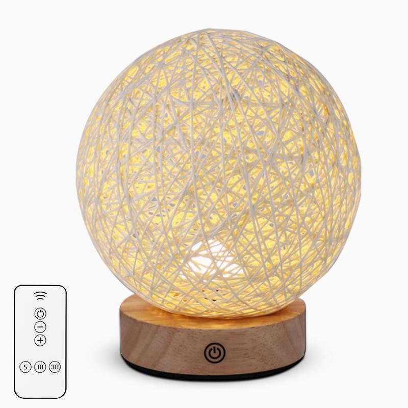Solace - LED Tafellamp met Rotan Wicker Kap voor Sfeervolle Verlichting