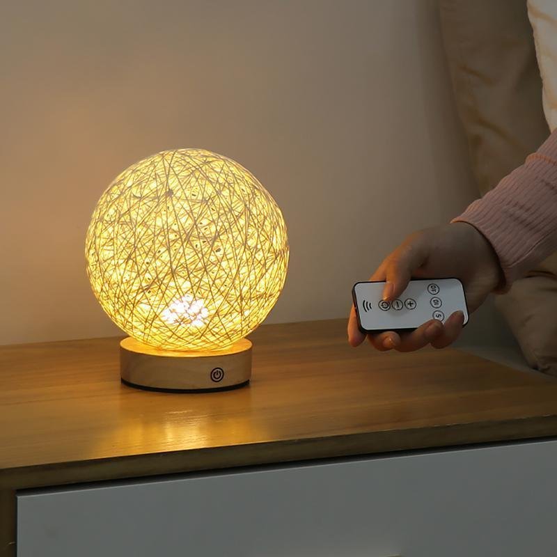 Solace - LED Tafellamp met Rotan Wicker Kap voor Sfeervolle Verlichting