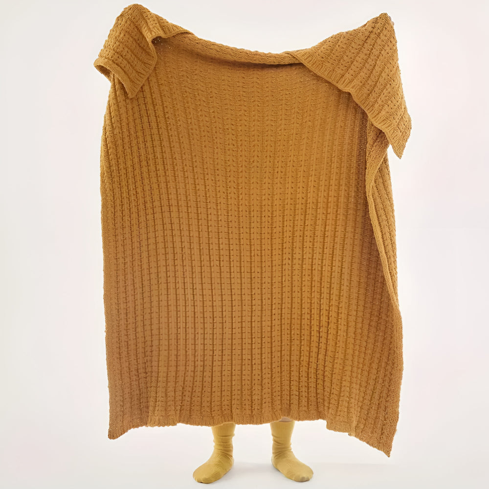 Vintage Chunky Knit Deken Gouden Oker