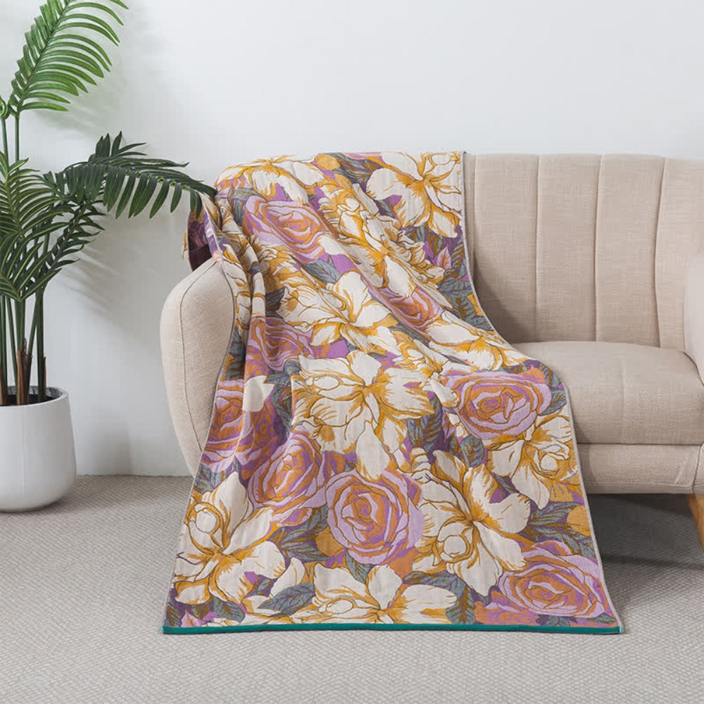 Vintage Rozen Katoenen Badhanddoek Paars 80x160cm