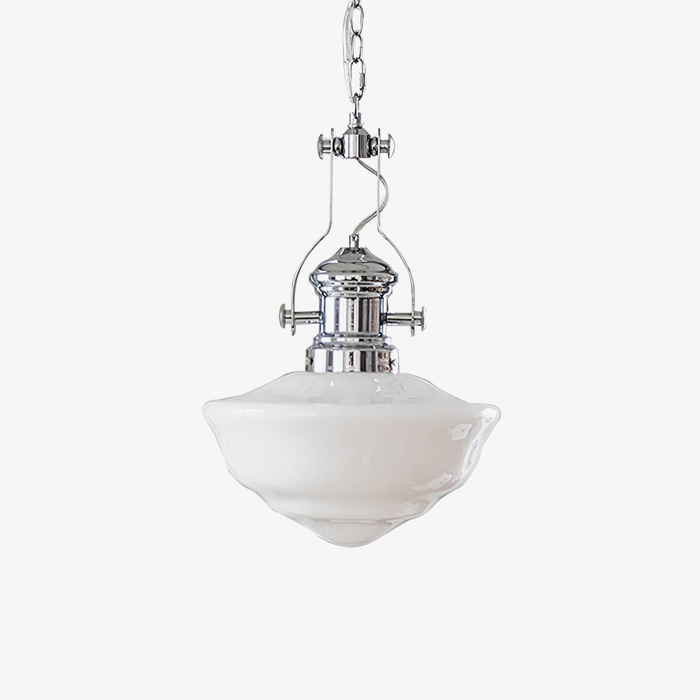 Yoté - Retro Vintage Schoolgebouw Hanglamp Chrome & Wit