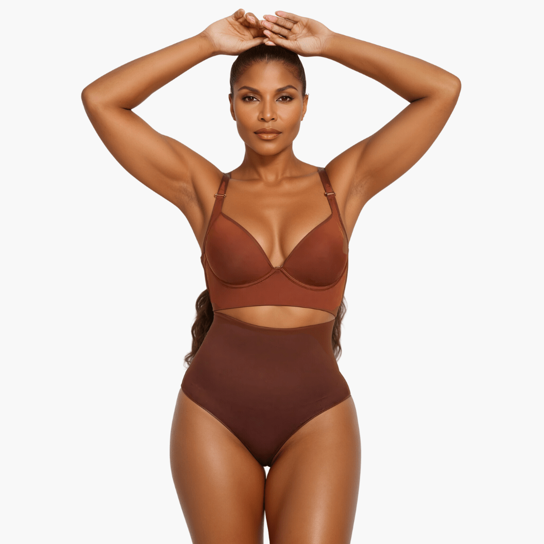 Corrigerende High Waist String Shapewear Ondergoed Bruin