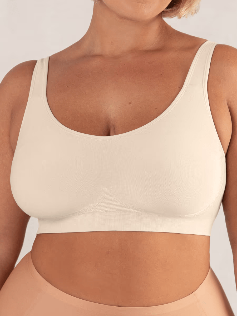 Comfortabele Beugelvrije BH Ademend en Ondersteunend Beige